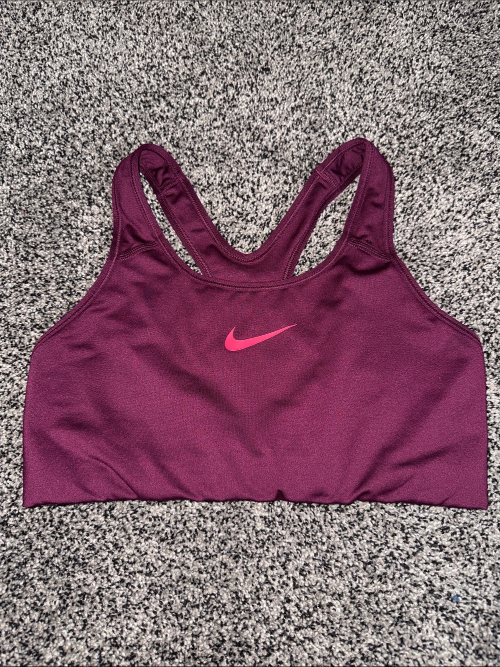 Nike Plum Sports Bra with Pink Swoosh - Racerback - Large